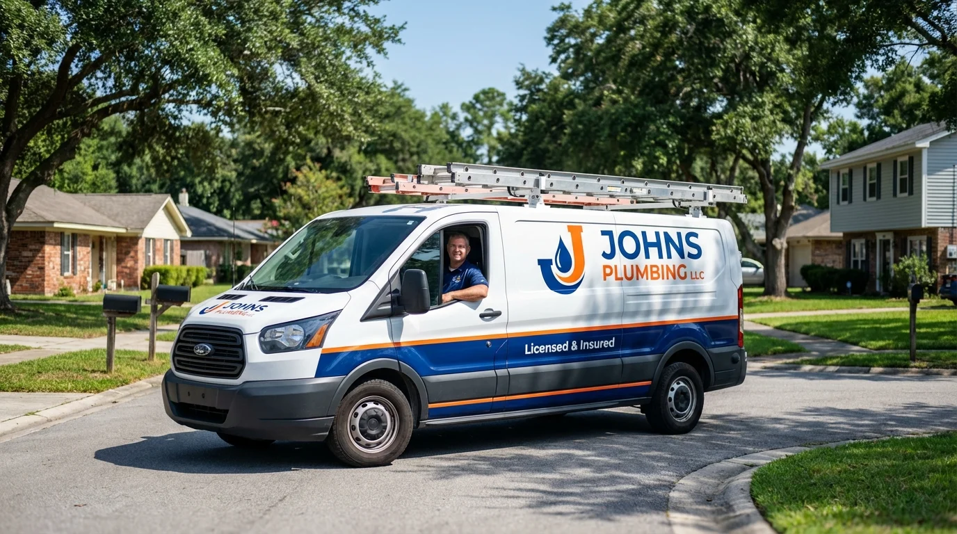 Johns Plumbing LLC service van in Sandersville, GA