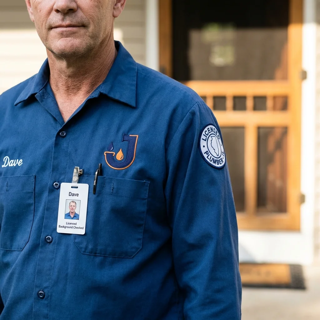 Licensed plumber showing ID badge in Sandersville, GA