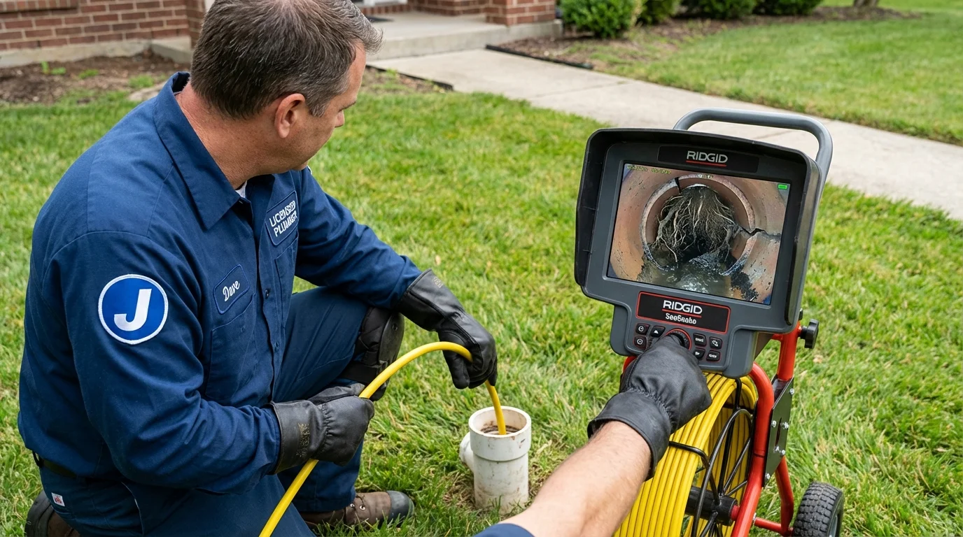 Sewer camera inspection being performed by Johns Plumbing LLC in Sandersville